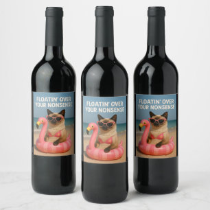 Beach themed party for Siamese Cat lovers Wine Label