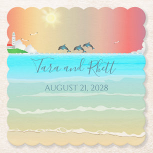 Beach Themed Personalized Drink Coasters Dolphins