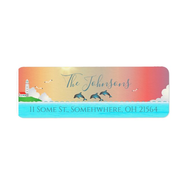 Beach Themed Personalized Return Address Labels (Front)