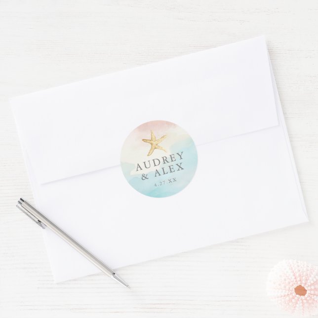 Beach Themed Round Stickers (Envelope)