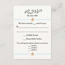 Beach Themed RSVP Card w/ Starfish Accents