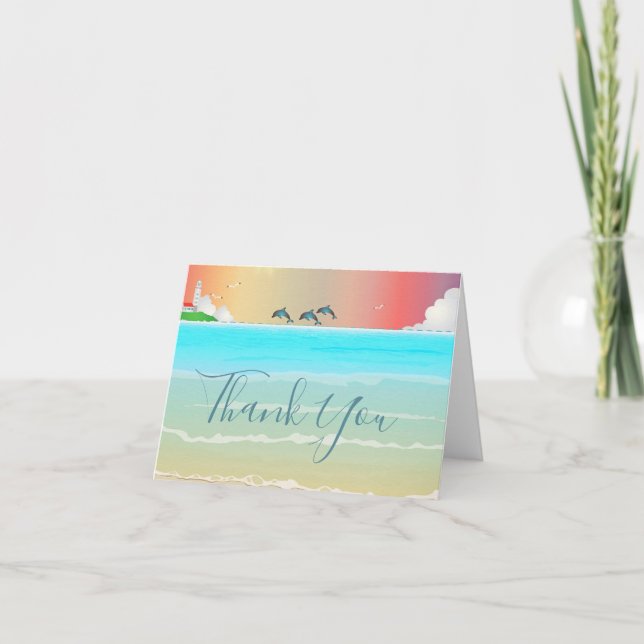 Beach Themed Thank You Note Blank Inside Card (Front)