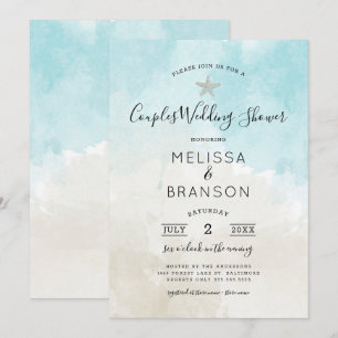 Beach Themed Watercolor Couples wedding shower Invitation