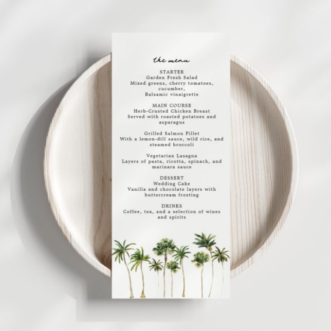 Beach Themed Watercolor Palm Tree Menu (Creator Uploaded)