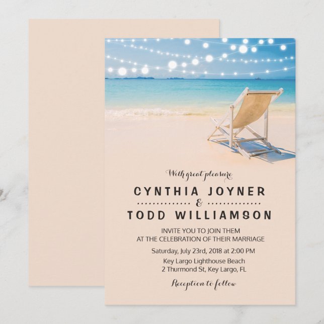 Beach Themed Wedding Invitation (Front/Back)