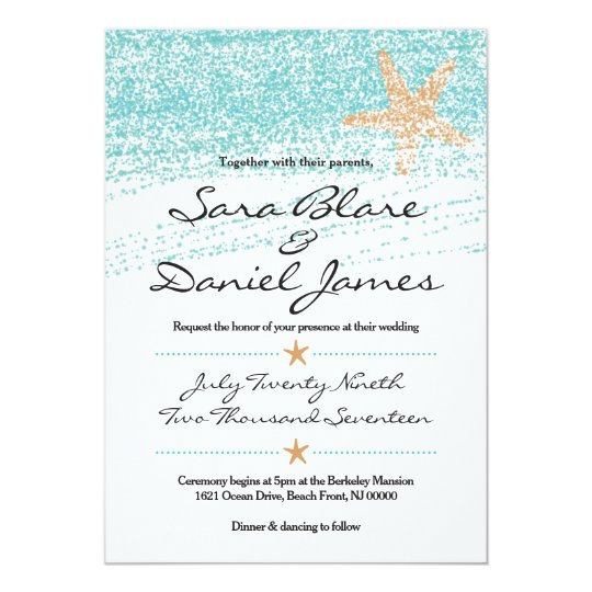 Beach Themed Wedding Invitation w/ Starfish Accent