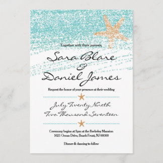 Beach Themed Wedding Invitation w/ Starfish Accent
