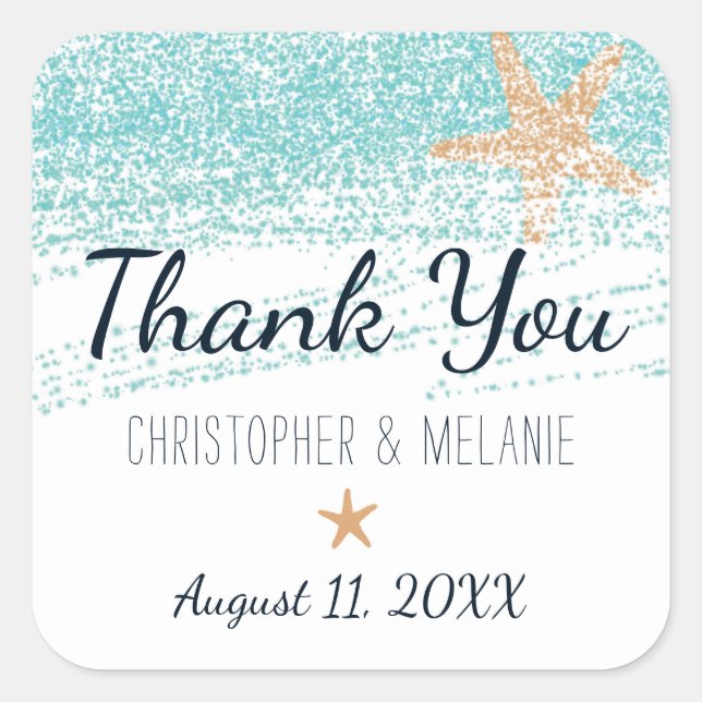 Beach themed Wedding Stickers - Favour Stickers (Front)