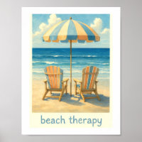 Beach Therapy Watercolor Umbrella Adirondack Chair