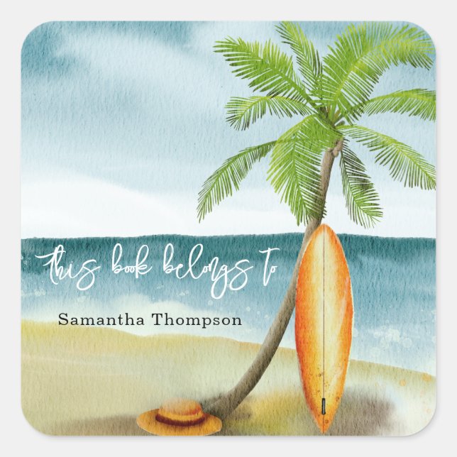 Beach - this book belongs to square sticker (Front)