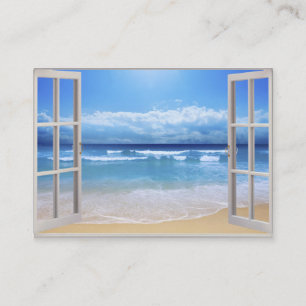 Beach  through a window business card
