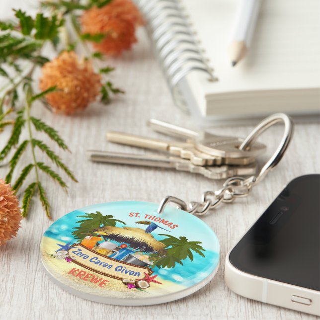 Beach Tiki Bar Classic Keychain (Front Right)
