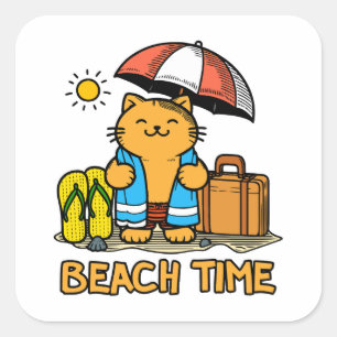 Beach Time 1 Square Sticker