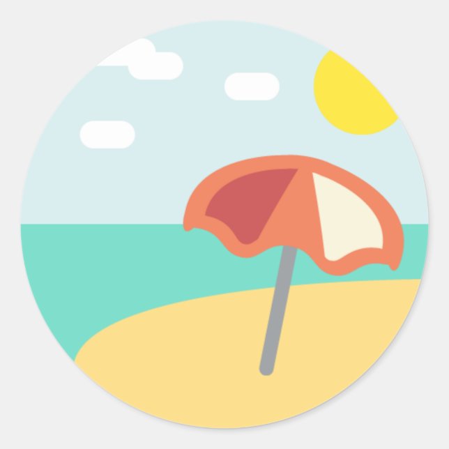 Beach Time Emoji Classic Round Sticker (Front)