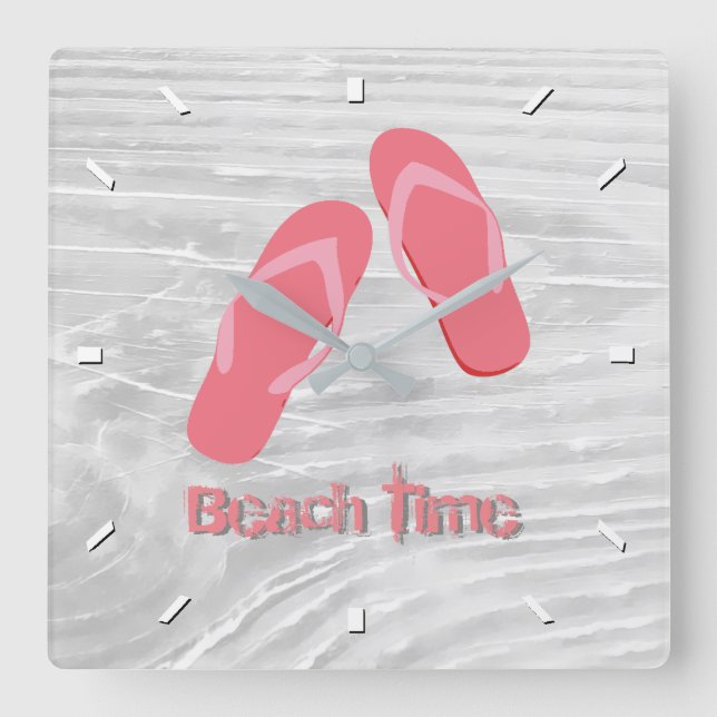 Beach Time Personalize Square Wall Clock (Front)