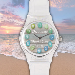 Beach Time Sea Glass and Driftwood Custom Watch