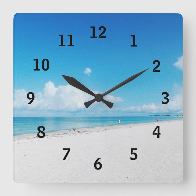 Beach Time Square Wall Clock (Front)
