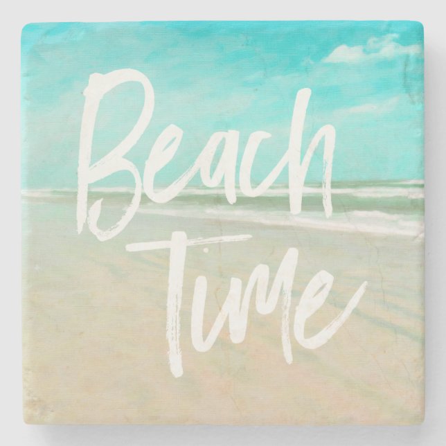 Beach Time Turquoise Sky Beach Seascape Stone Coas Coaster (Front)