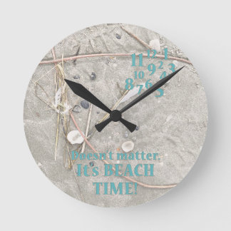 Beach Time Unique Funny Sandy Round Clock