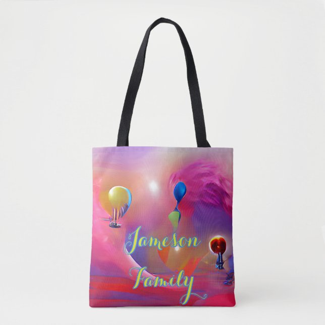 Beach Tote Bag Family Sand Welcome Balloons (Front)