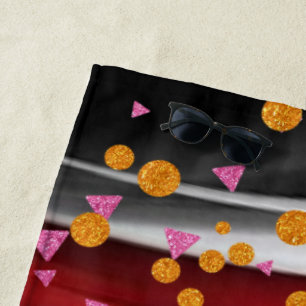 Beach Towel Abstract Red Black White