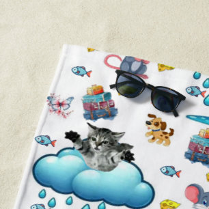 Beach Towel Cat Dog Mouse Cheese Rainbow Fish
