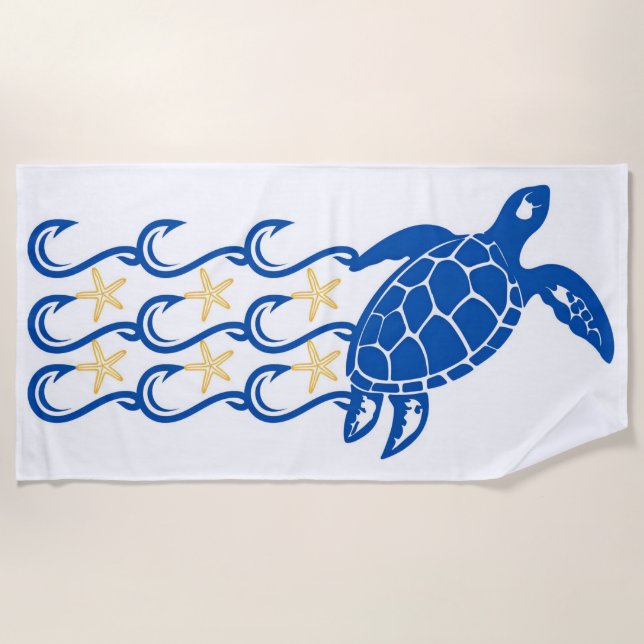 beach towel. catch. waves with turtles towel (Front)