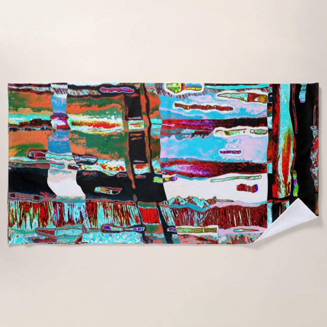 Beach Towel – Collapse Reflection Abstract Design (Front)