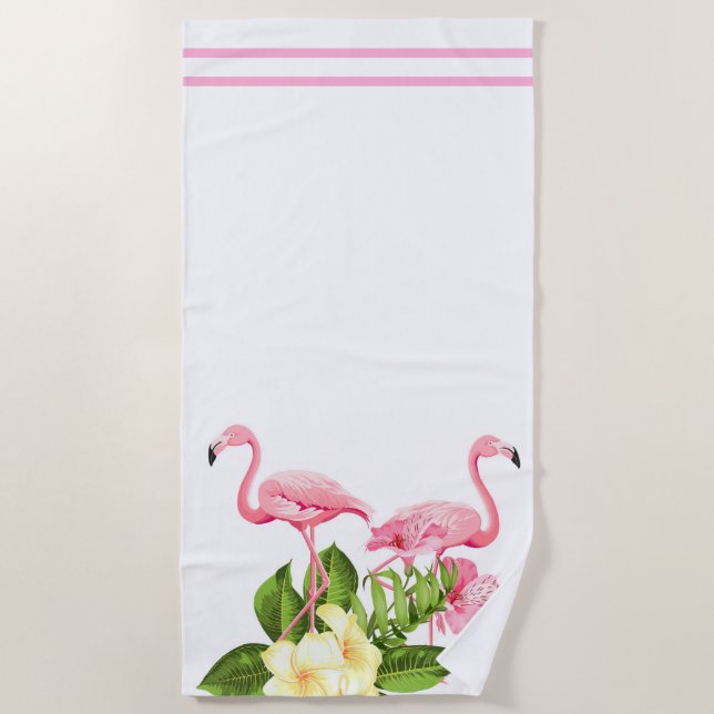 Beach Towel-Flamingo Beach Towel (Front)