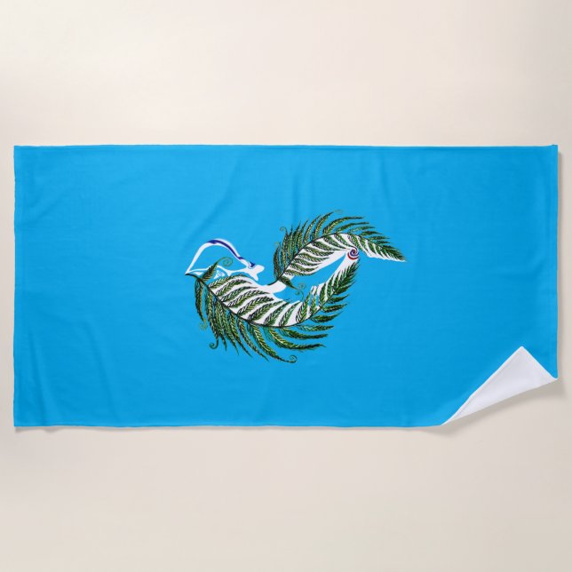 Beach Towel NZ Aotearoa Fern Design (Front)