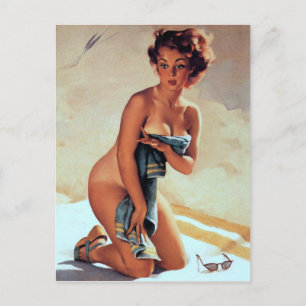 Beach Towel Pin Up Postcard