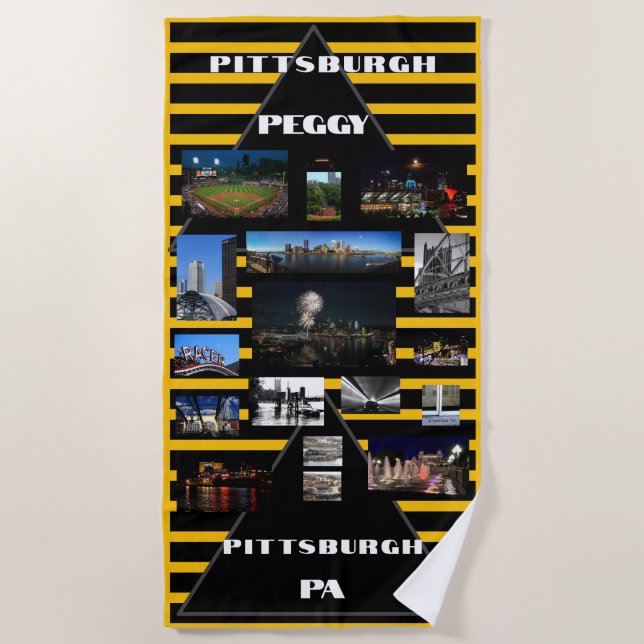 Beach Towel Pittsburgh Photos PERSONALIZE (Front)