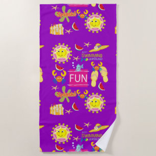 Beach Towel Purple Fun Sun 
