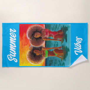 BEACH TOWEL RETRO BEACH GIRLS SUNSET