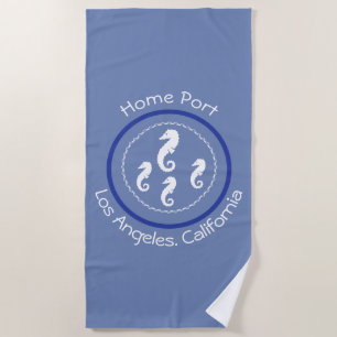 Beach Towel - Sea Horses and Home Port