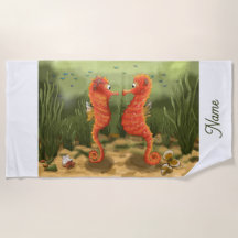 beach towel Seahorden personalizable