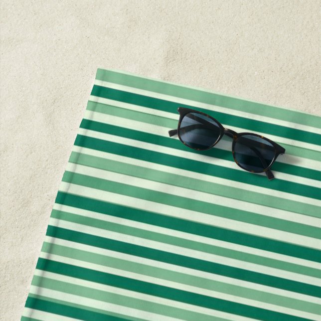 Beach Towel Spring Green & White Stripe (In Situ)