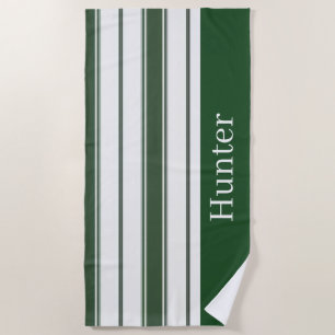 Beach Towel Spring Hunter Green & White Stripe