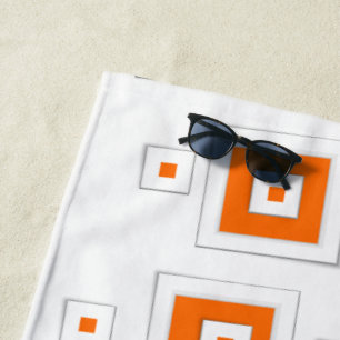 Beach Towel Spring Orange & White Square