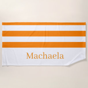 Beach Towel Spring Orange & White Stripe