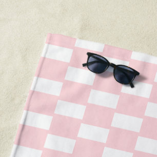 Beach Towel Spring Pastel Pink & White Square