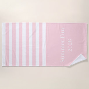 Beach Towel Spring Pastel Pink & White Stripe