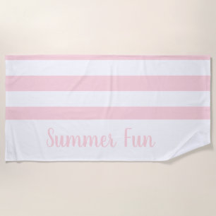 Beach Towel Spring Pastel Pink & White Stripe