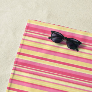 Beach Towel Spring Pink & Yellow Stripe