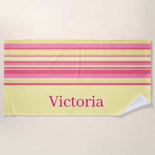 Beach Towel Spring Pink & Yellow Stripe