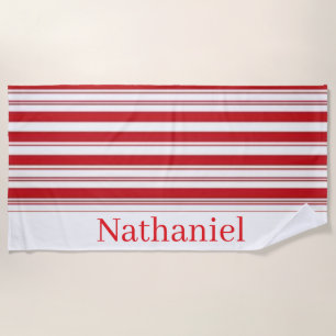 Beach Towel Spring Red & White Stripe