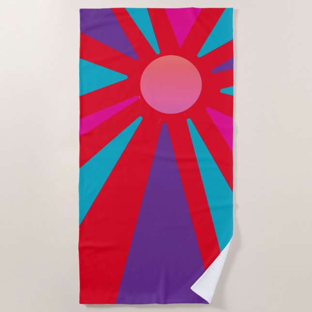Beach Towel - Sunshine Red Pink Orange Yellow (Front)