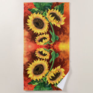 Beach Towel with Sunflowers
