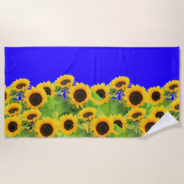Beach Towel with Yellow Sunflowers (Front)