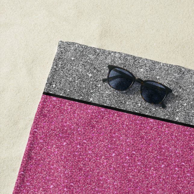 Beach Towels Beach Towels in Pink/Silver Glitter (In Situ)